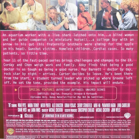 NOS ER: The Complete Eleventh Season Widescreen DVD Box Set New Factory Sealed - Picture 7 of 7